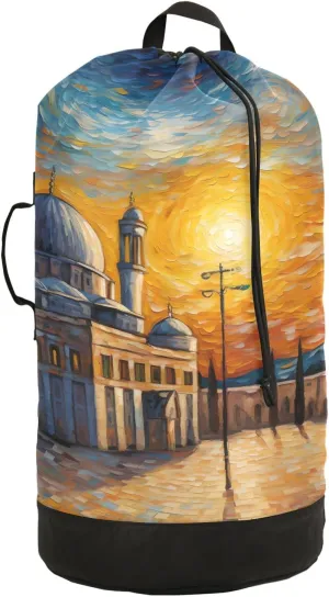 Laundry Bag Backpack Waterproof Beach Bag Clothes Hamper Bag Palace Painting Large for Travel Camping Hiking Foldable Lightweight