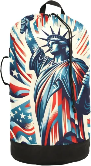 Laundry Bag Backpack Waterproof Beach Bag Clothes Hamper Bag The Statue Of Liberty Large for Travel Camping Hiking Foldable Lightweight