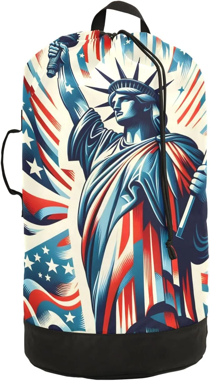 Laundry Bag Backpack Waterproof Beach Bag Clothes Hamper Bag The Statue Of Liberty Large for Travel Camping Hiking Foldable Lightweight