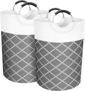 Laundry Basket, 2-Pack 82L Waterproof Laundry Hamper, Collapsible Laundry Bag with Comfortable Handle, Large Capacity Storage for College Dorm, Family, Toys, Grey