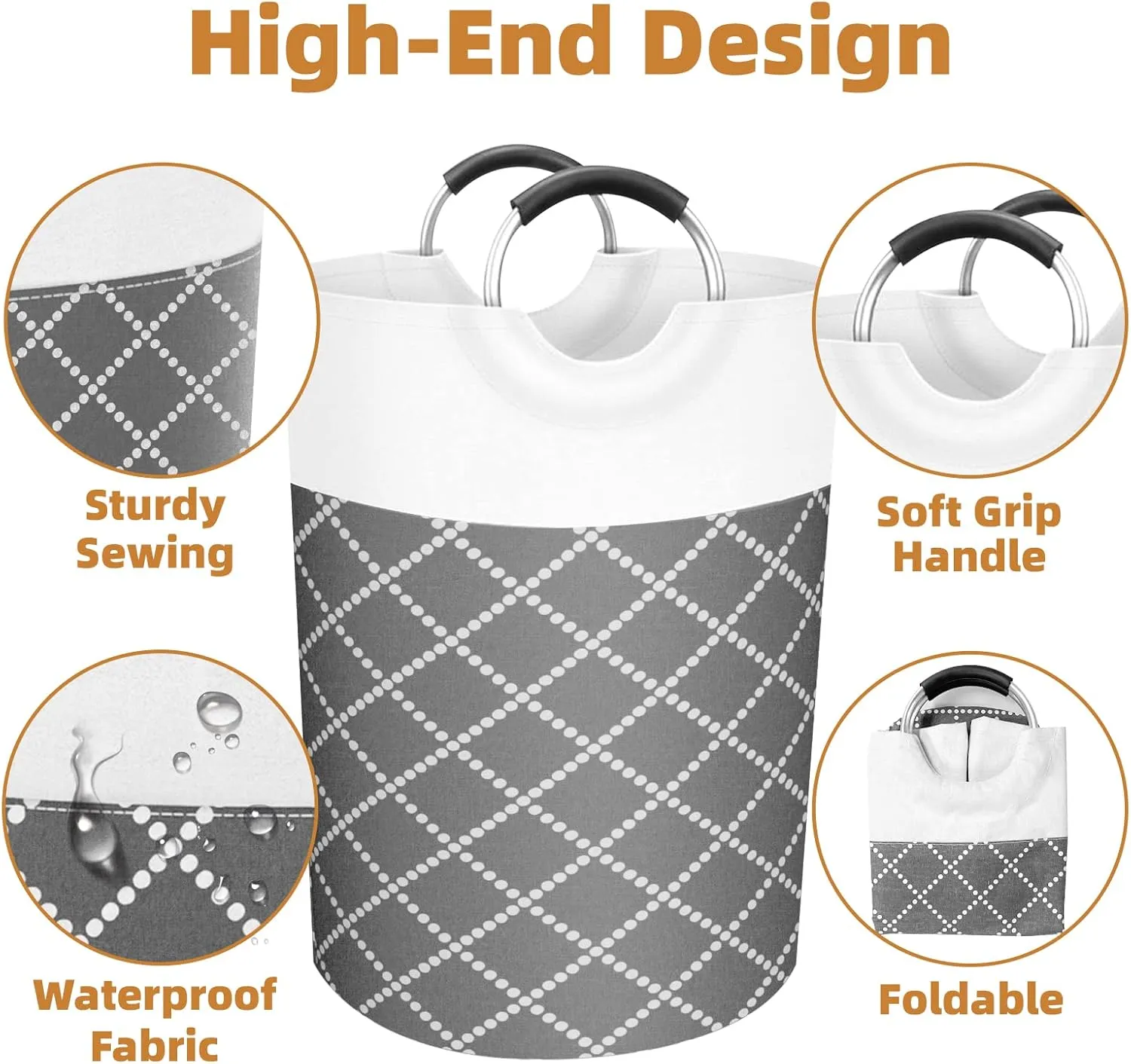 Laundry Basket, 2-Pack 82L Waterproof Laundry Hamper, Collapsible Laundry Bag with Comfortable Handle, Large Capacity Storage for College Dorm, Family, Toys, Grey
