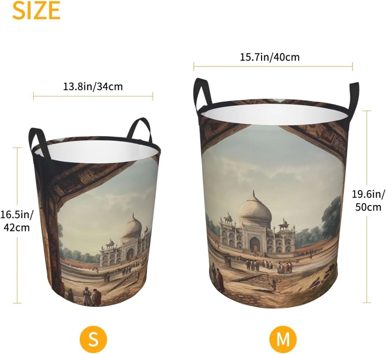 Laundry Basket Freestanding Laundry Hamper Collapsible Tall Clothes Hamper with Handles Historical Site Painting Dirty Clothes Basket for Dorm Bathroom Bedroom Travel Camping