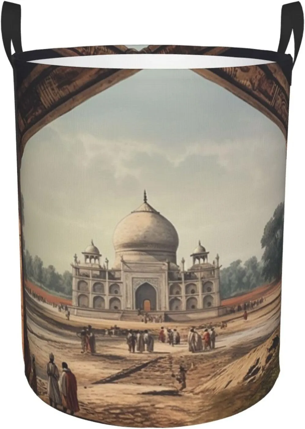 Laundry Basket Freestanding Laundry Hamper Collapsible Tall Clothes Hamper with Handles Historical Site Painting Dirty Clothes Basket for Dorm Bathroom Bedroom Travel Camping