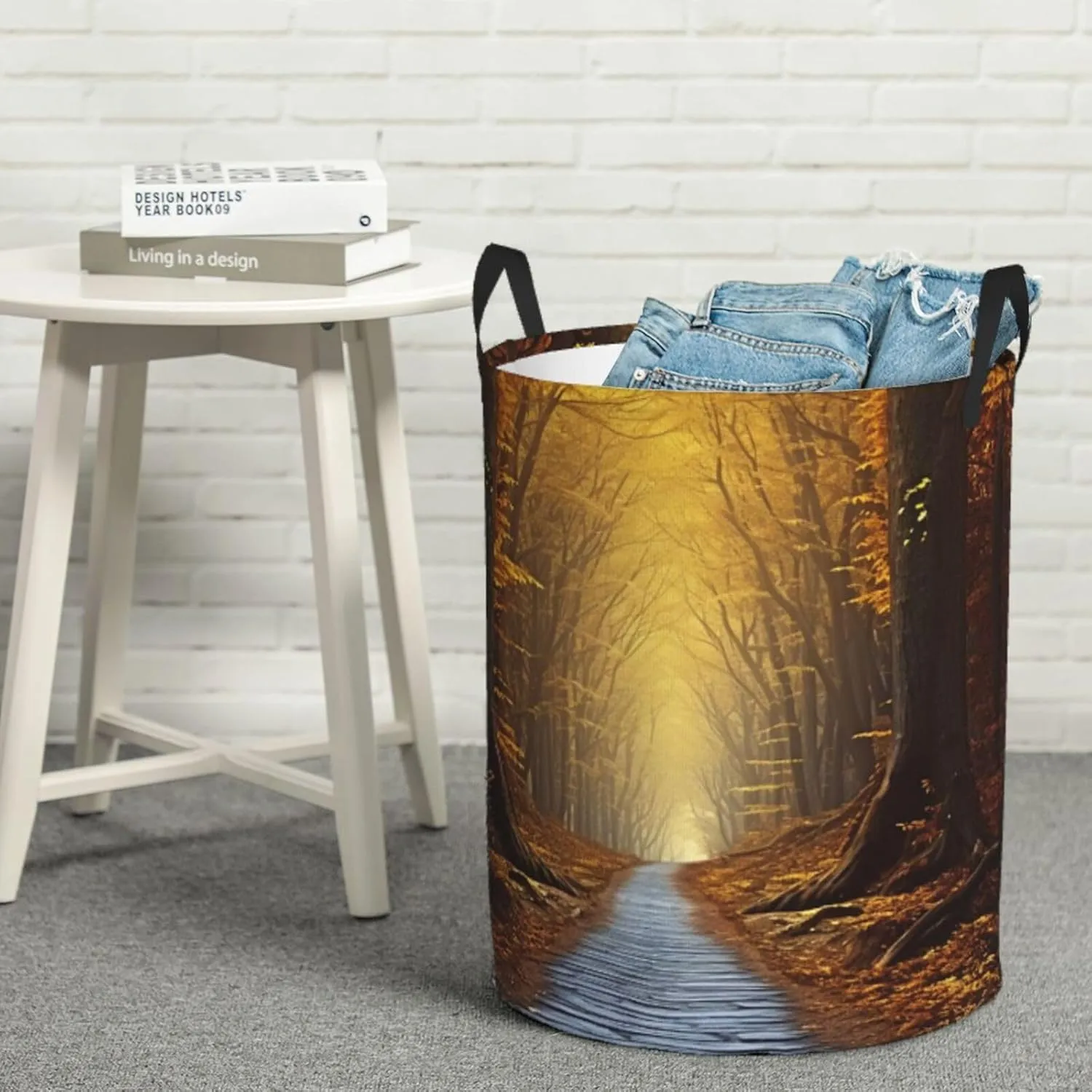 Laundry Basket Freestanding Laundry Hamper Collapsible Tall Clothes Hamper with Handles Pathway Dirty Clothes Basket for Dorm Bathroom Bedroom Travel Camping