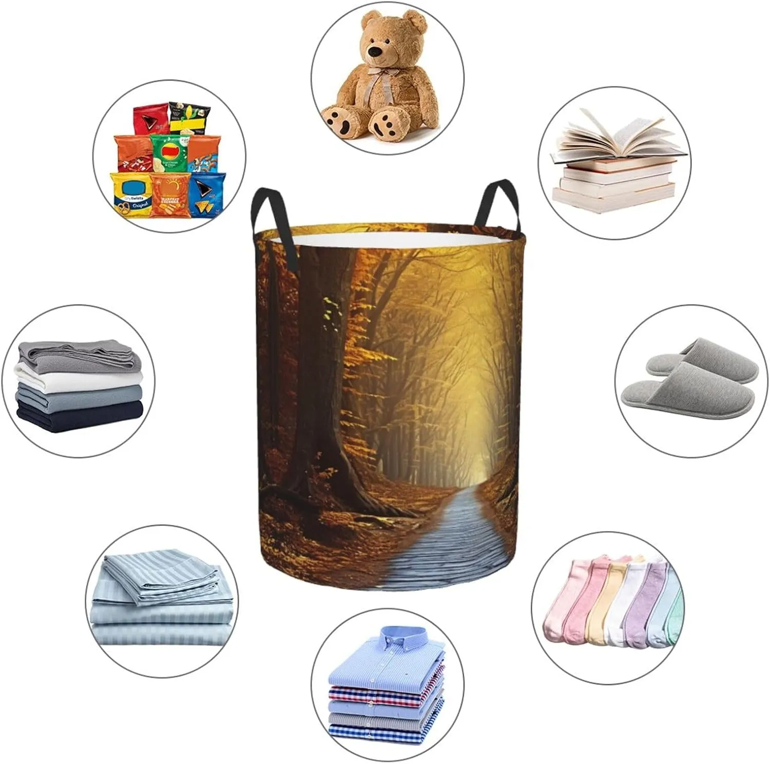 Laundry Basket Freestanding Laundry Hamper Collapsible Tall Clothes Hamper with Handles Pathway Dirty Clothes Basket for Dorm Bathroom Bedroom Travel Camping