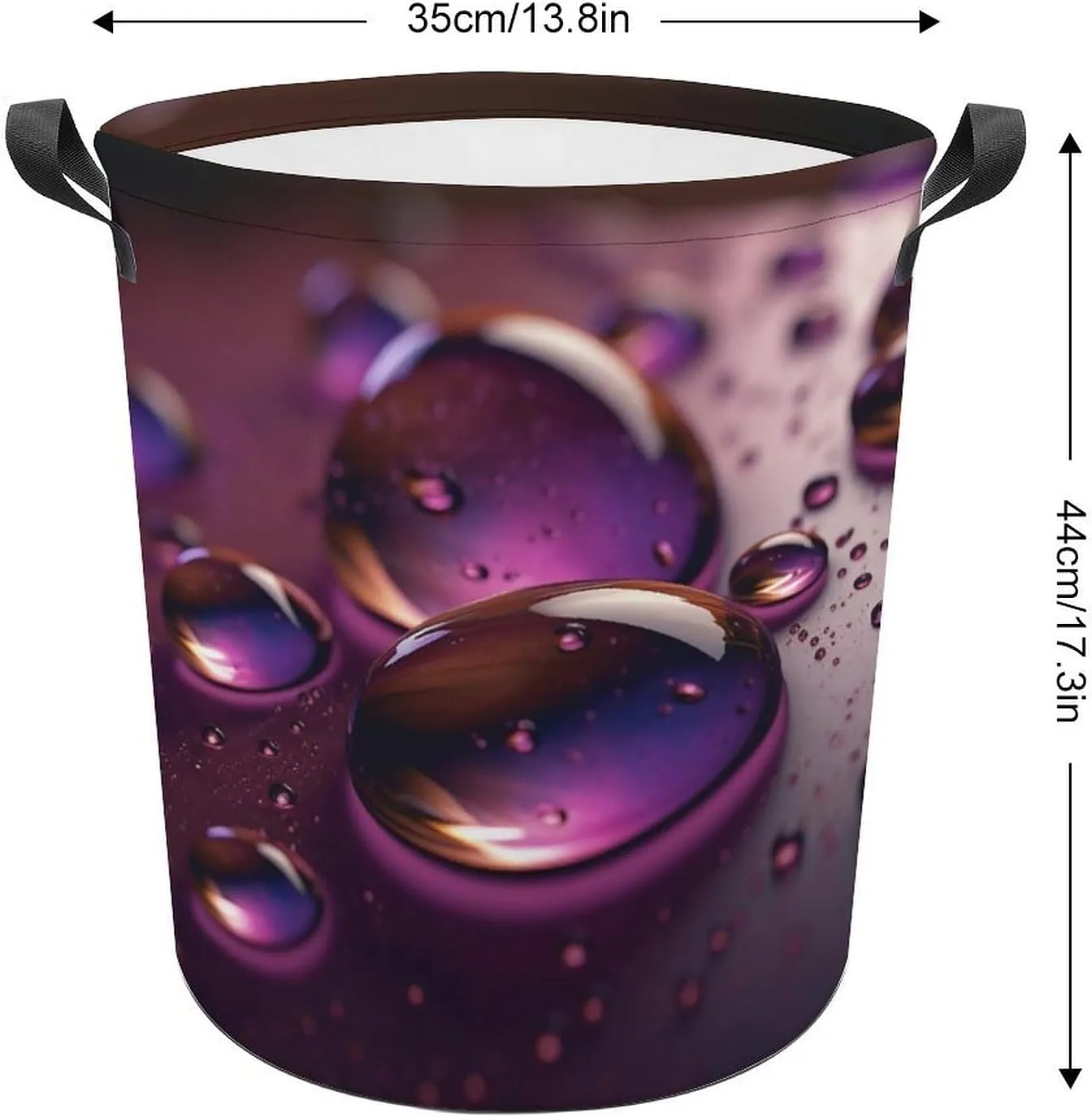 Laundry Basket Freestanding Laundry Hamper Purple Water Droplets Laundry Baskets Dirty Clothes Hamper for Laundry Circular Storage Basket Collapsible Storage Bag for Bedroom
