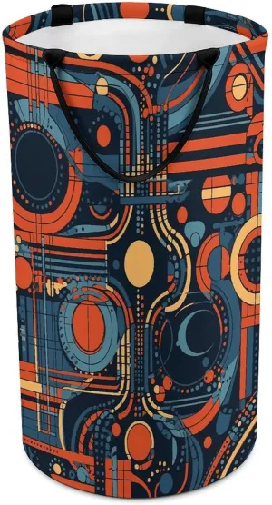 Laundry Basket Hamper Waterproof Dirty Clothes Hamper Complex Patterns Collapsible Washing Bin Clothes Bag with Handles Freestanding Laundry Hamper for Bathroom Bedroom Dorm Travel