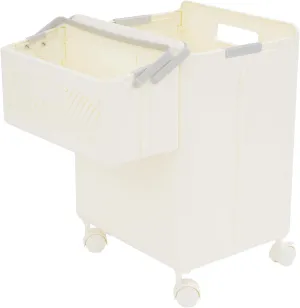 Laundry Basket, Laundry Hamper with Handles and Wheels, Freestanding and Waterproof for Dirty Clothes Toys Dorms Family Use