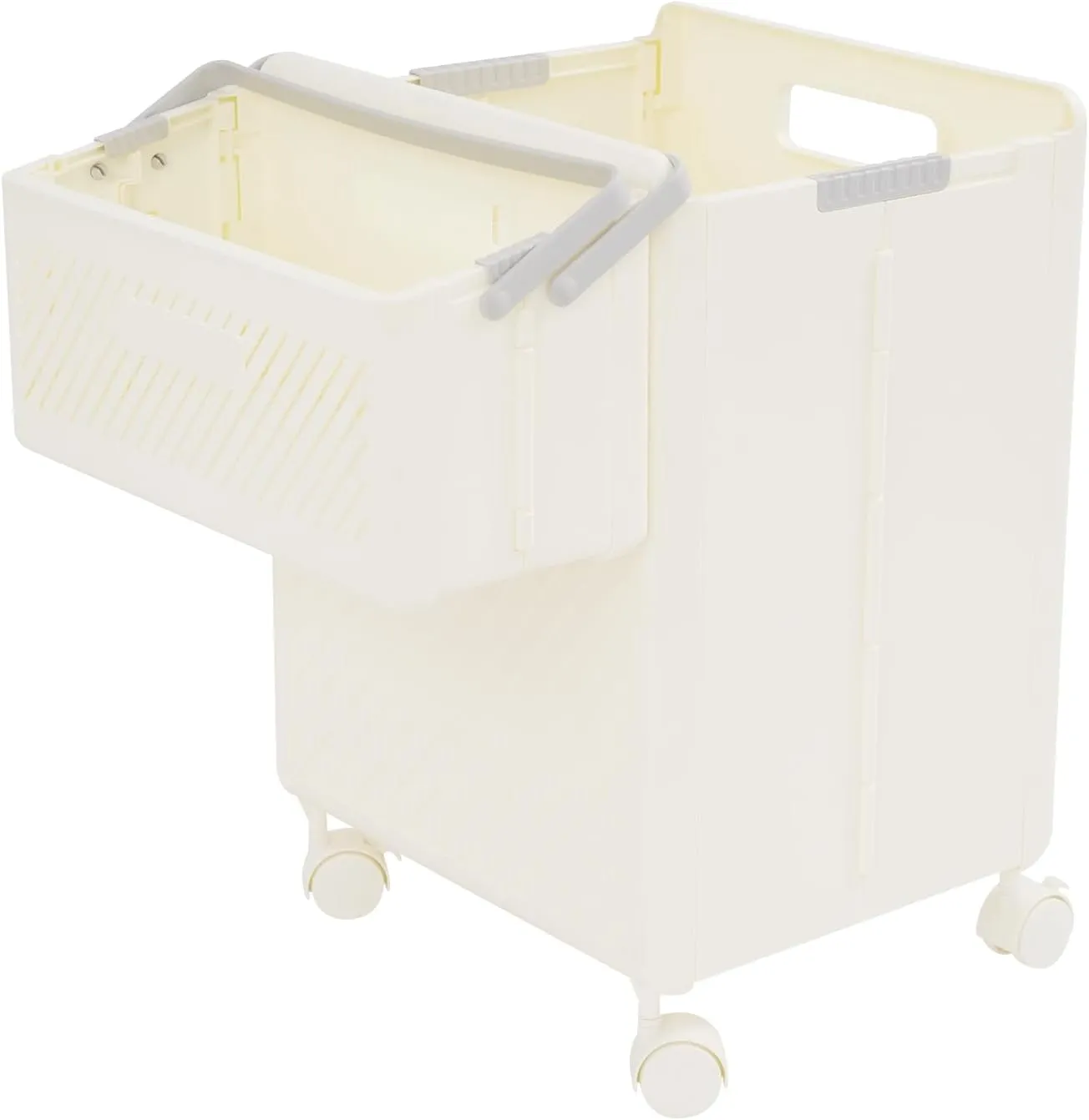 Laundry Basket, Laundry Hamper with Handles and Wheels, Freestanding and Waterproof for Dirty Clothes Toys Dorms Family Use