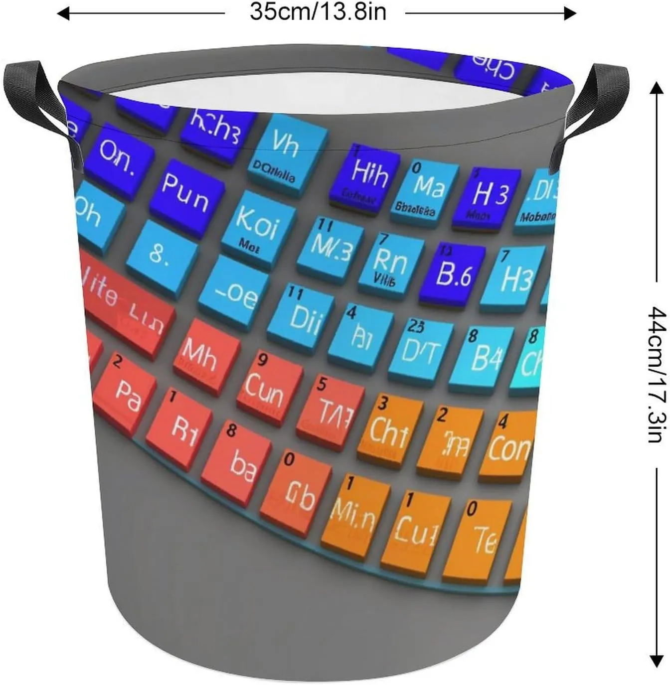 Laundry Basket Waterproof Dirty Clothes Hamper Chemical Periodic Table Collapsible Washing Bin Clothes Bag with Handles Freestanding Laundry Hamper for Bathroom Bedroom Dorm Travel