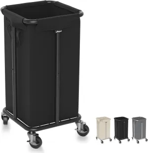 Laundry Basket with Wheels, Rolling Laundry Hamper, 30 Gal.(115L), Removable and Machine Washable Liner, Steel Frame, Tall Laundry Cart for Laundry Room, Bedroom, Bathroom, Dorm Storage -Black