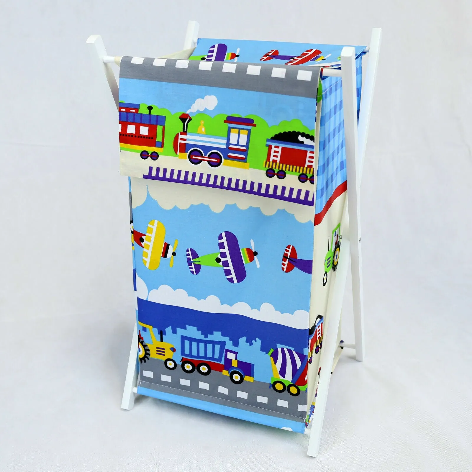 Laundry Basket with white wooden frame and storage removable linen TRUCKS