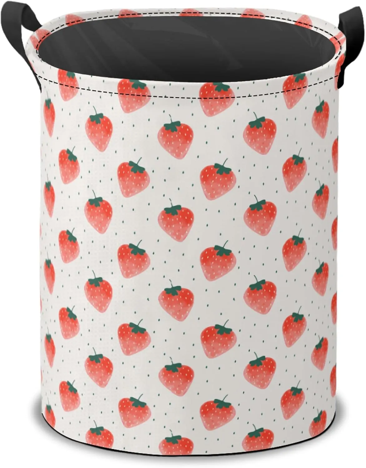 Laundry Basket,Strawberry Clothes Hamper,Summer Fruit Collapsible Laundry Bag Waterproof Oxford Cloth Storage Organizer for Bedroom,Bathroom,Nursery,Dorm,16x20 Inch
