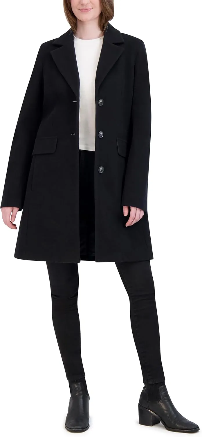 Laundry by Shelli Segal Women's Faux Wool Coat with Notch Collar