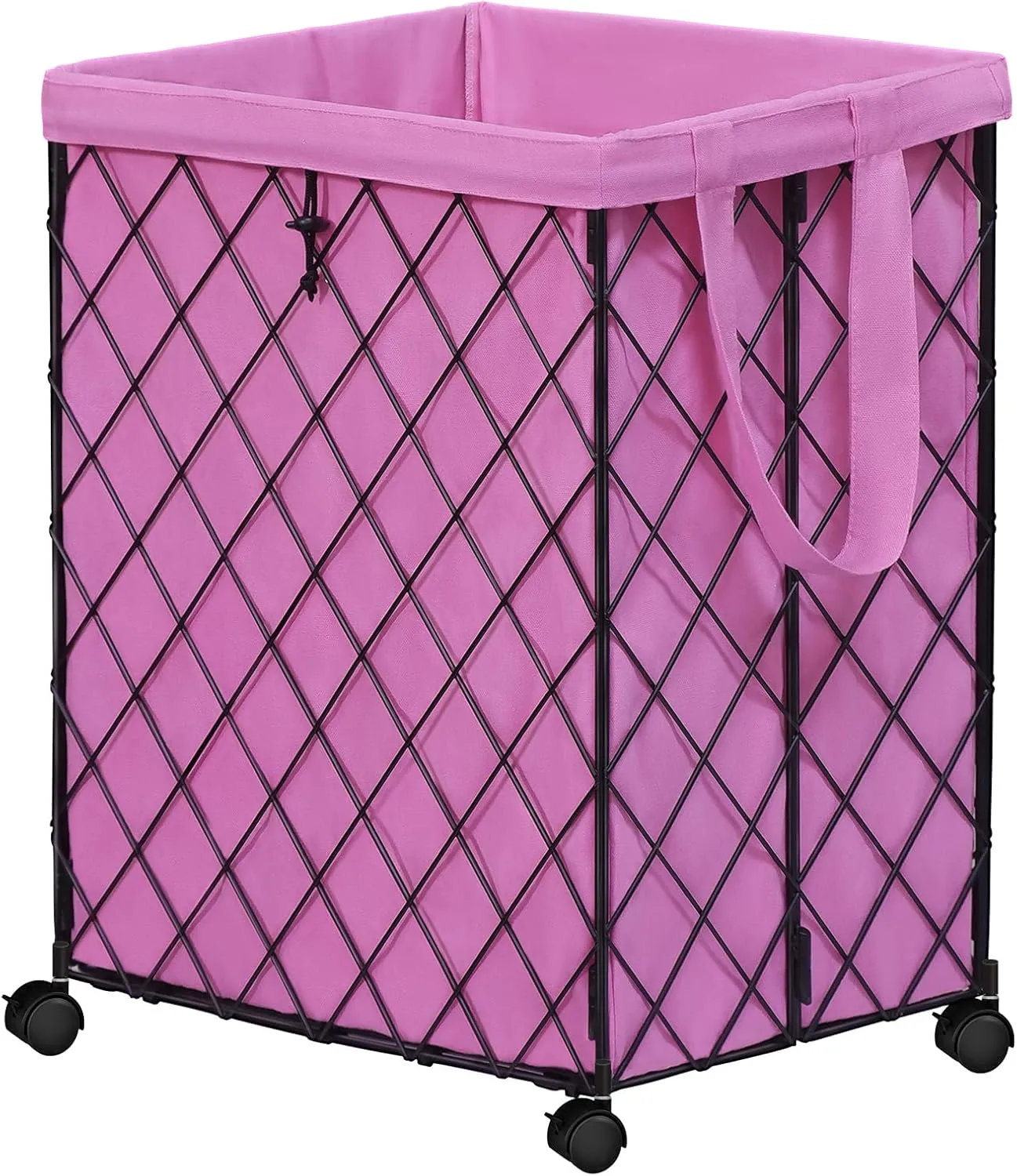 Laundry Hamper on Wheels-93L Basket Large Laundry Collapsible With Removable Liner,Rolling Metal Wire Basket-Sturdy Laundry Bag for Dirty Clothes Organization Closet Bathroom Living Room
