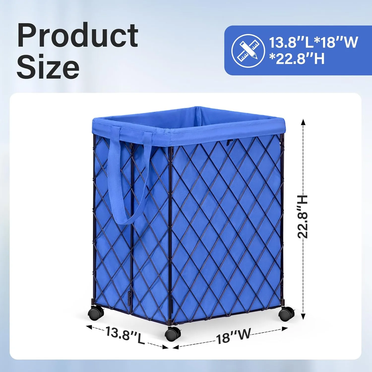 Laundry Hamper on Wheels-93L Basket Large Laundry Collapsible With Removable Liner,Rolling Metal Wire Basket-Sturdy Laundry Bag for Dirty Clothes Organization Closet Bathroom Living Room