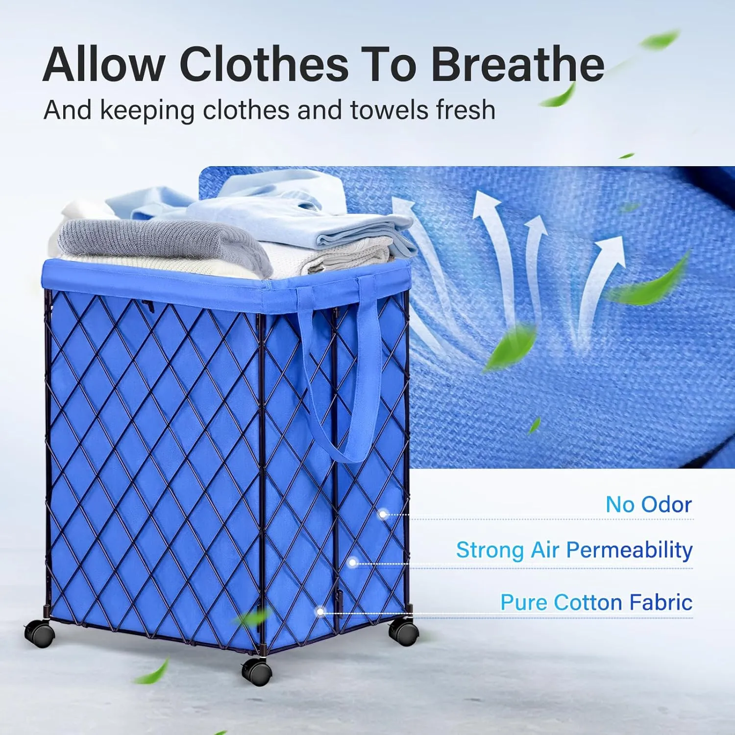 Laundry Hamper on Wheels-93L Basket Large Laundry Collapsible With Removable Liner,Rolling Metal Wire Basket-Sturdy Laundry Bag for Dirty Clothes Organization Closet Bathroom Living Room