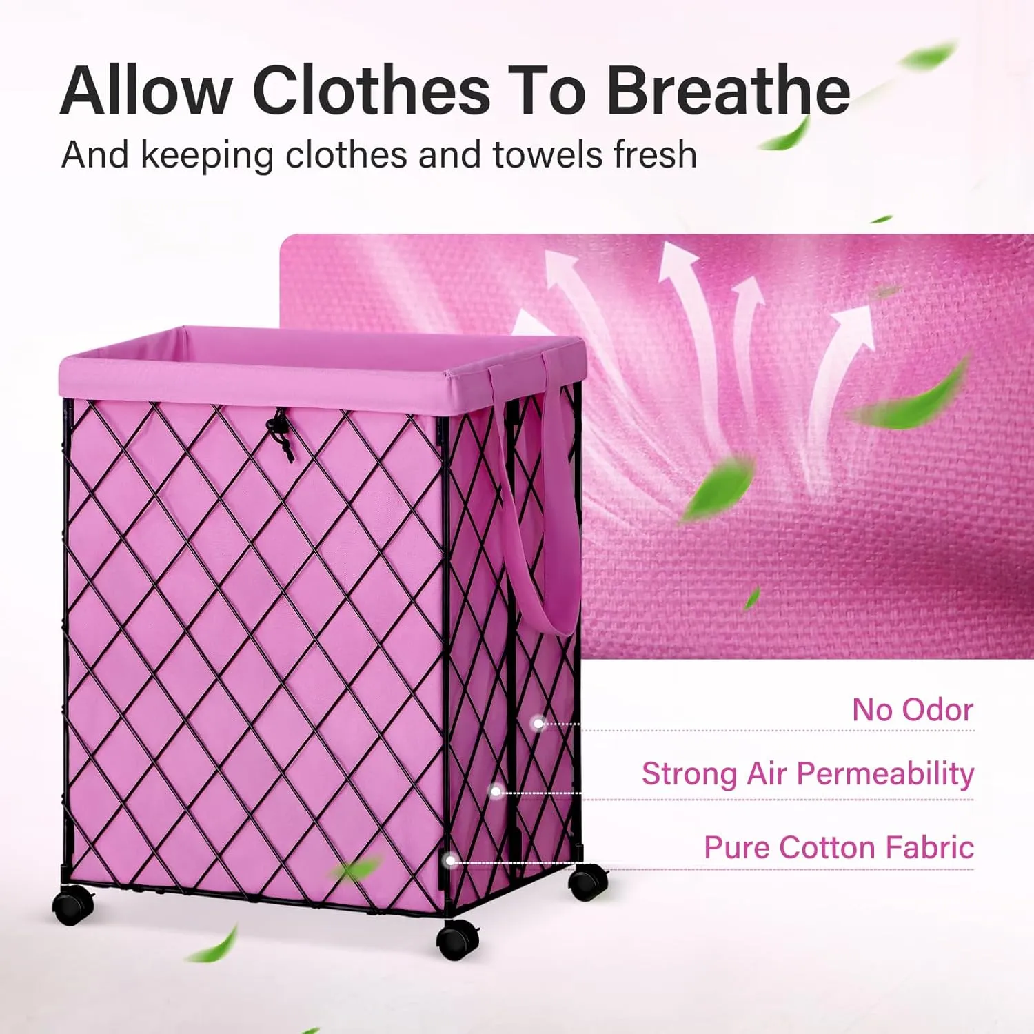 Laundry Hamper on Wheels-93L Basket Large Laundry Collapsible With Removable Liner,Rolling Metal Wire Basket-Sturdy Laundry Bag for Dirty Clothes Organization Closet Bathroom Living Room
