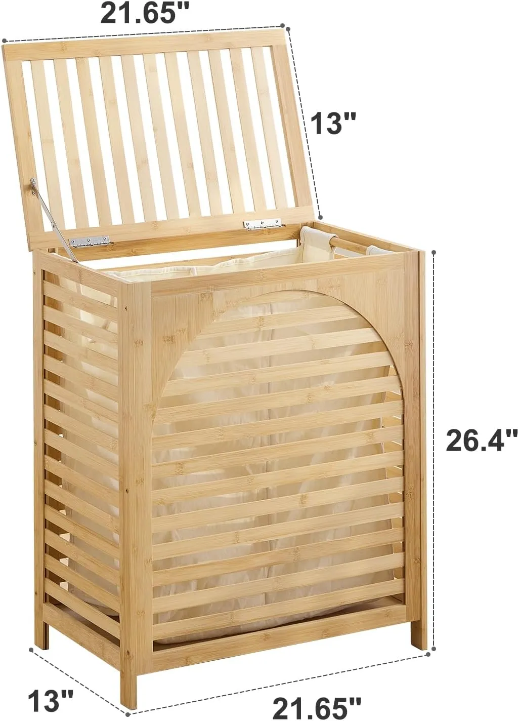 Laundry Hamper with Lid, Bamboo Clothes Laundry Basket with Handles, Removable 2-Section Liner bag, Hampers for Bedroom Aesthetic, Large Storage for Bath Towel, Sheets or Toys, Home (Natural)