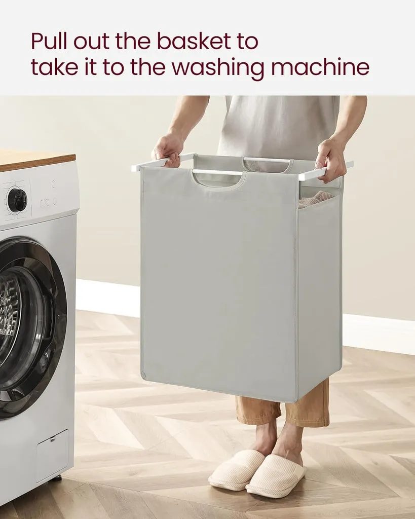 Laundry Hamper with Shelf and Pull-Out Bag 65L - White