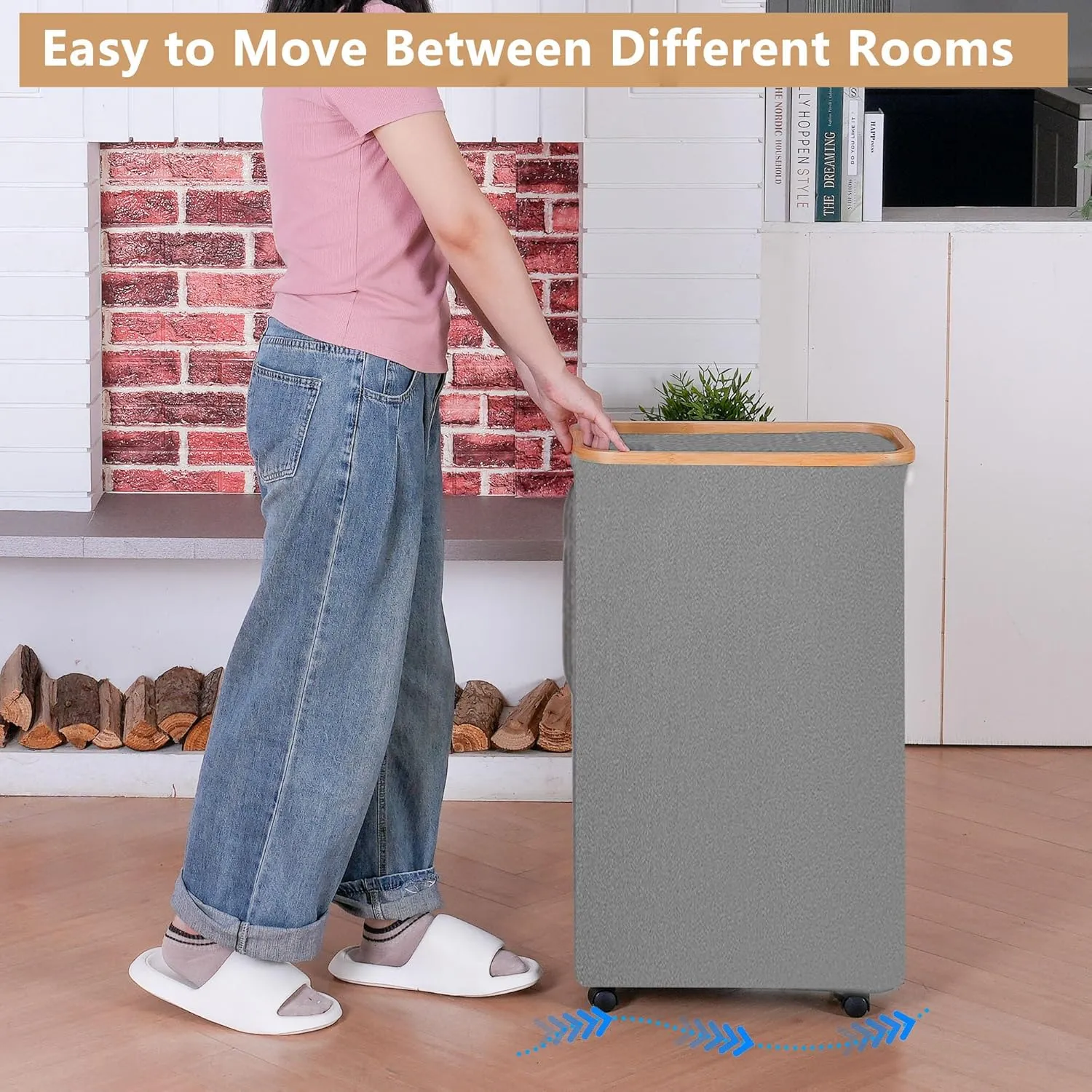 Laundry Hamper with Wheels, Laundry Basket with Lid and Liner Bag, 110L Clothes Hamper for Laundry, for Laundry Room, Bedroom, Dormitory Storage.Grey