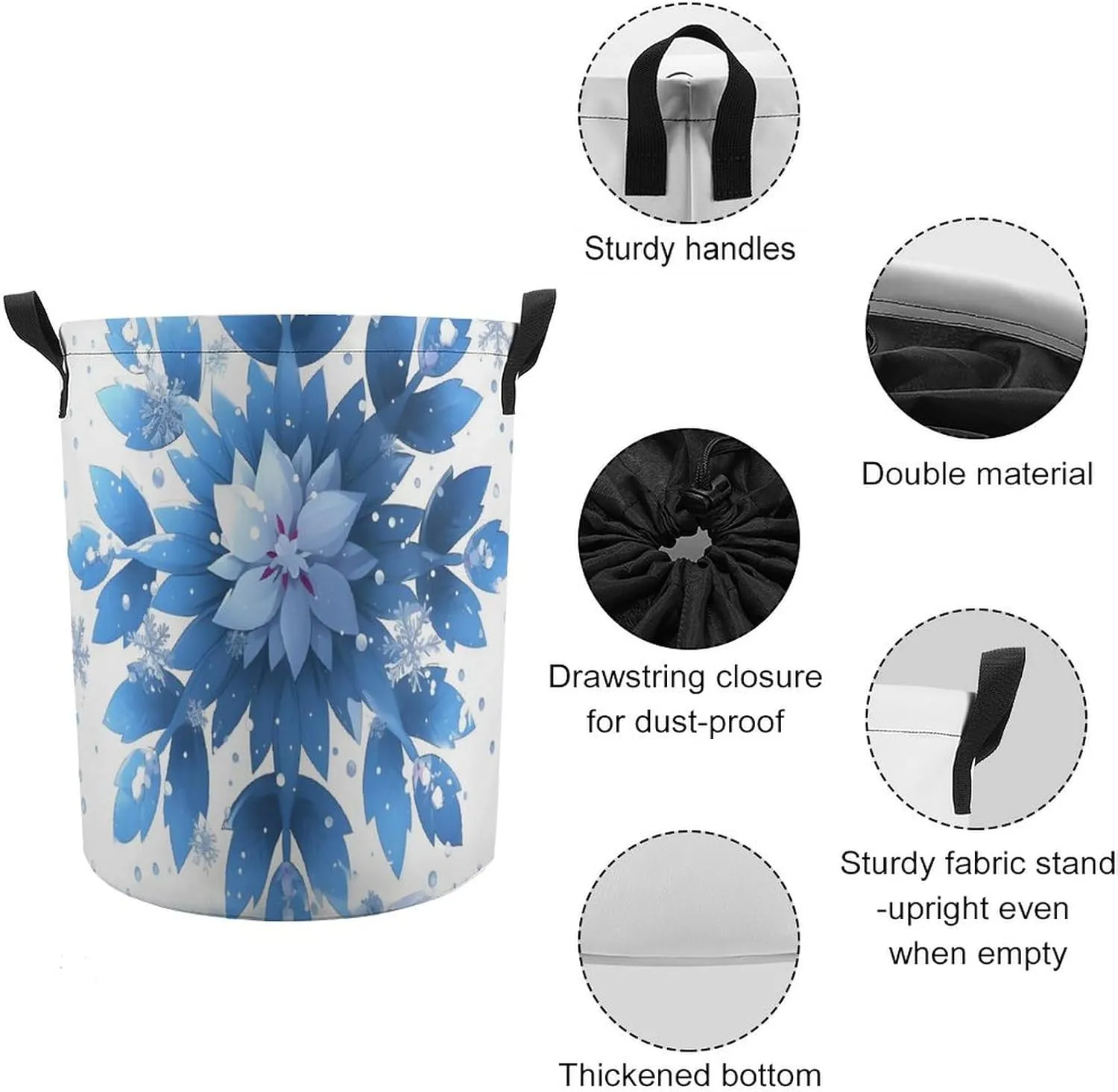 Laundry Hampers, Large Drawstring Laundry Bag, Removable Laundry Bags, Collapsible Storage Bin with Handles for Home Organization, Kids Room, Nursery Art