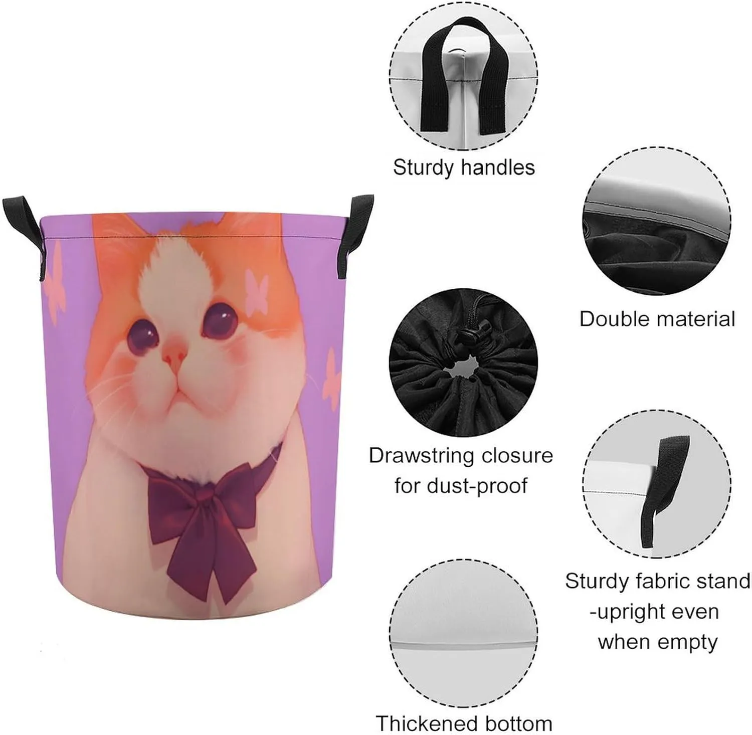Laundry Hampers, Large Drawstring Laundry Bag, Removable Laundry Bags, Collapsible Storage Bin with Handles for Home Organization, Kids Room, Nursery Carnivore