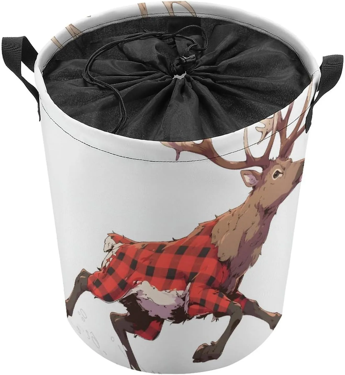 Laundry Hampers, Large Drawstring Laundry Bag, Removable Laundry Bags, Collapsible Storage Bin with Handles for Home Organization, Kids Room, Nursery Deer