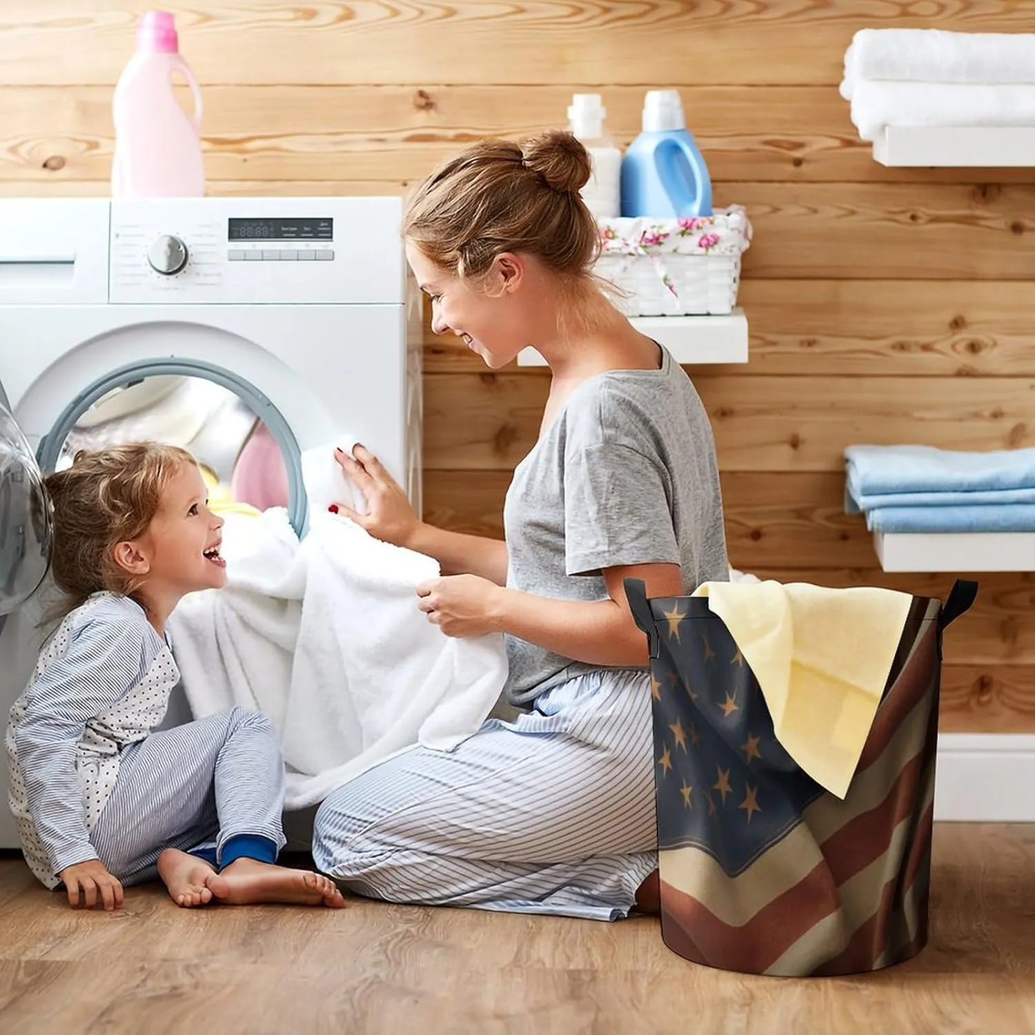 Laundry Hampers, Large Drawstring Laundry Bag, Removable Laundry Bags, Collapsible Storage Bin with Handles for Home Organization, Kids Room, Nursery Event