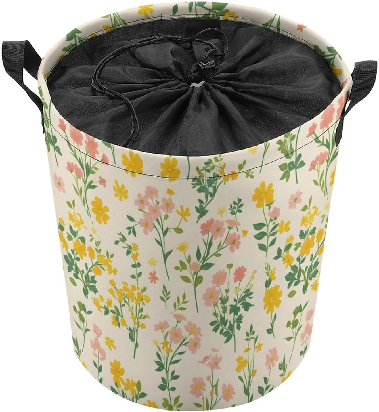 Laundry Hampers, Large Drawstring Laundry Bag, Removable Laundry Bags, Collapsible Storage Bin with Handles for Home Organization, Kids Room, Nursery Flower