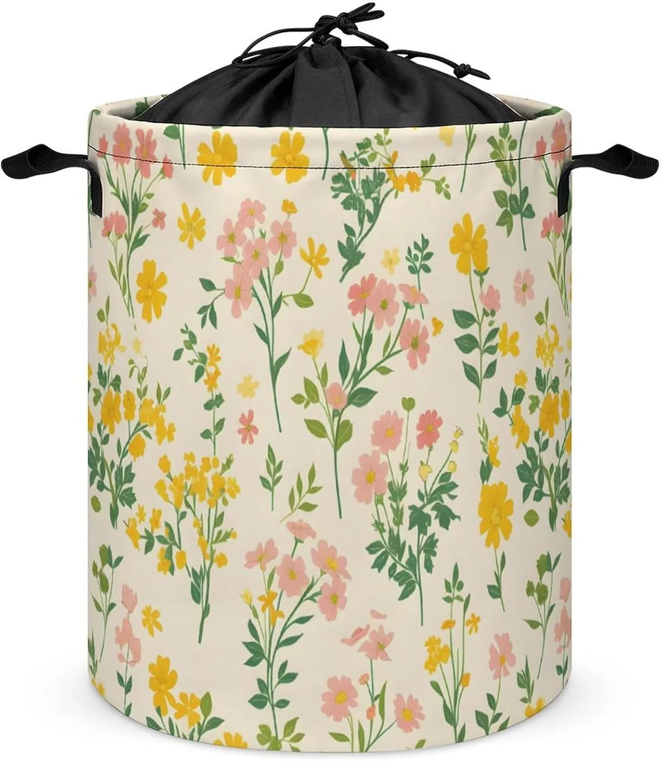Laundry Hampers, Large Drawstring Laundry Bag, Removable Laundry Bags, Collapsible Storage Bin with Handles for Home Organization, Kids Room, Nursery Flower