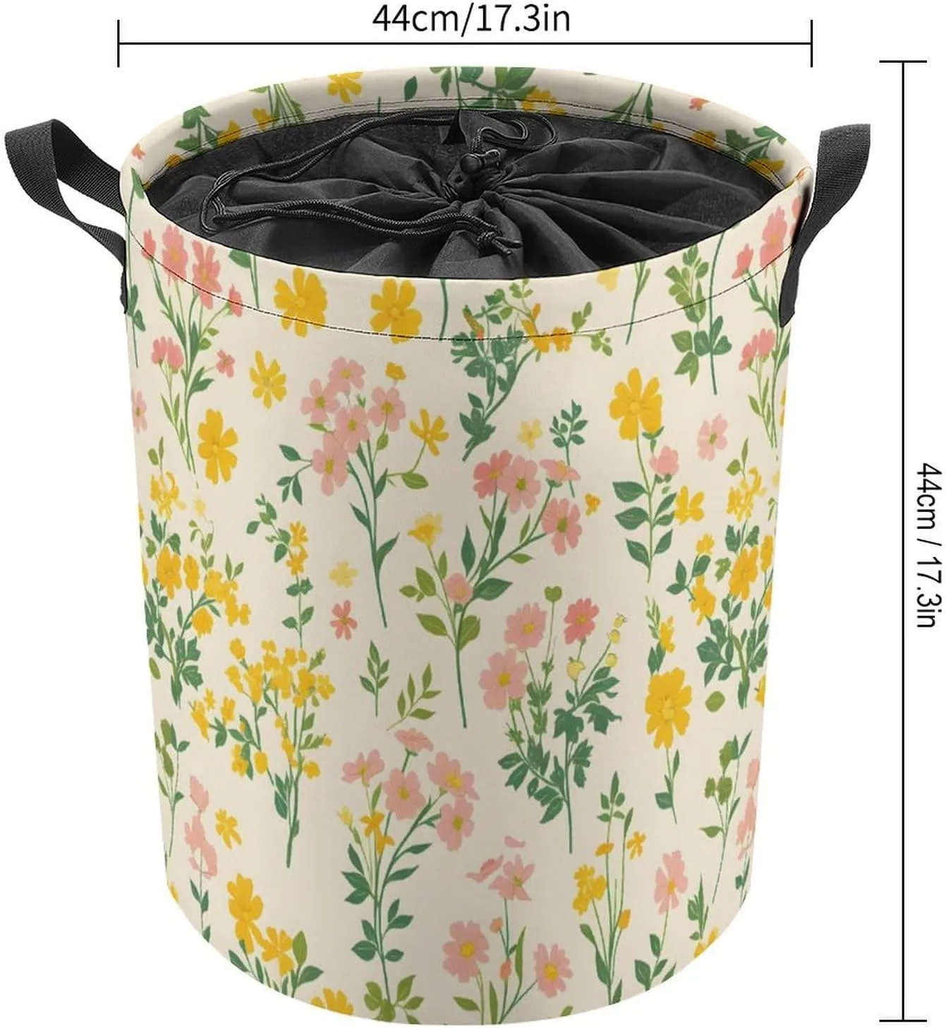 Laundry Hampers, Large Drawstring Laundry Bag, Removable Laundry Bags, Collapsible Storage Bin with Handles for Home Organization, Kids Room, Nursery Flower