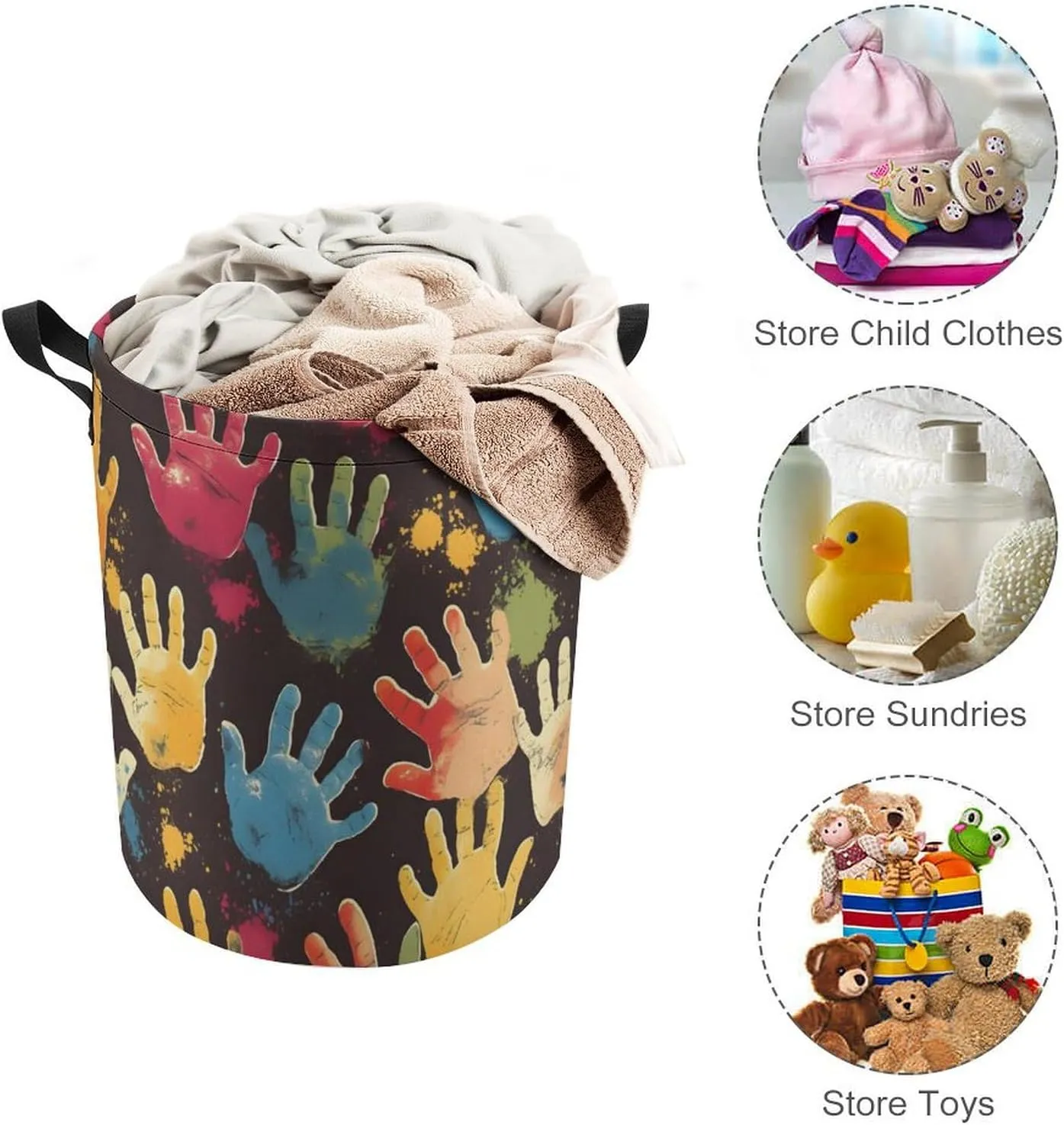 Laundry Hampers, Large Drawstring Laundry Bag, Removable Laundry Bags, Collapsible Storage Bin with Handles for Home Organization, Kids Room, Nursery Paint