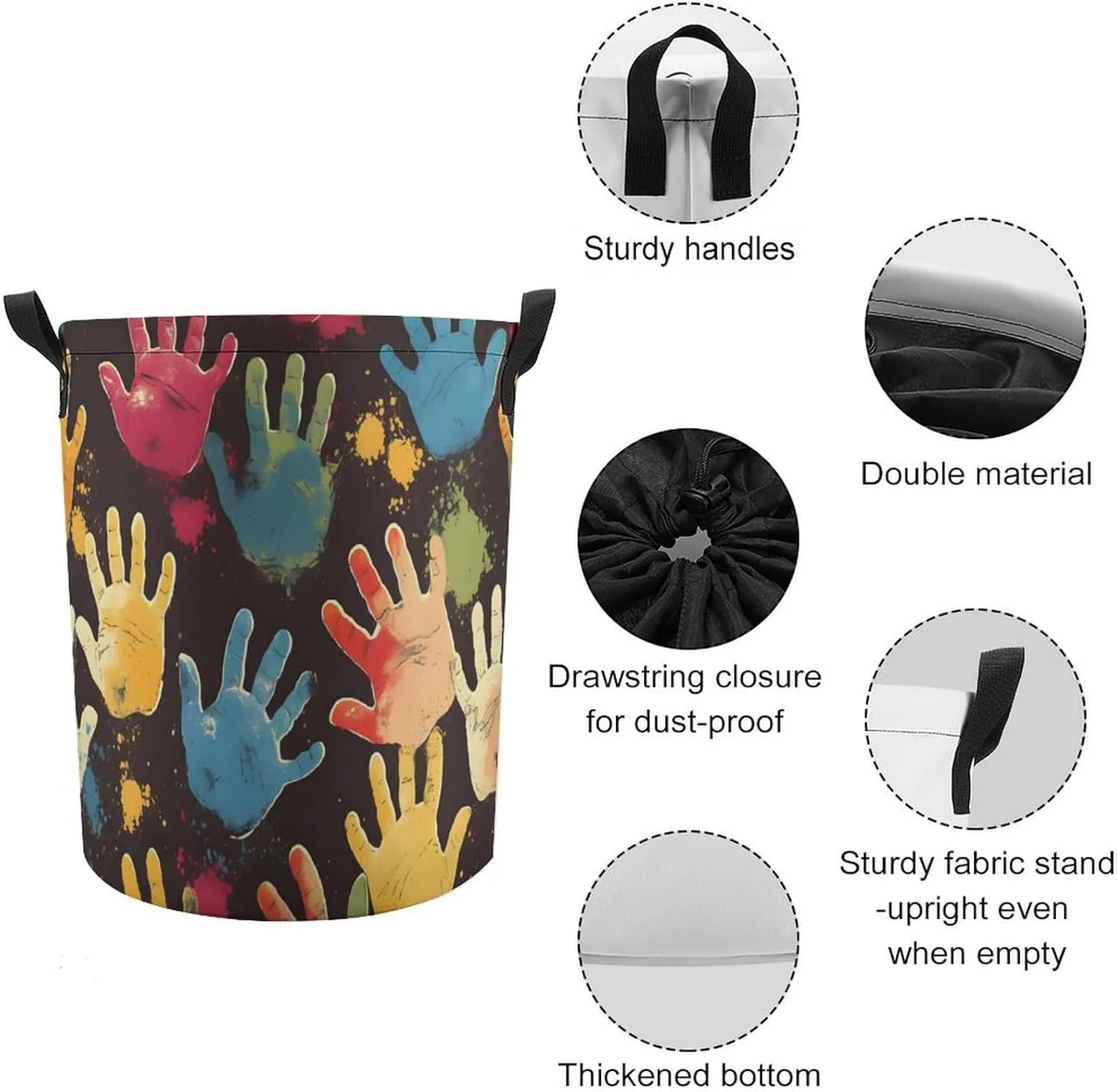 Laundry Hampers, Large Drawstring Laundry Bag, Removable Laundry Bags, Collapsible Storage Bin with Handles for Home Organization, Kids Room, Nursery Paint
