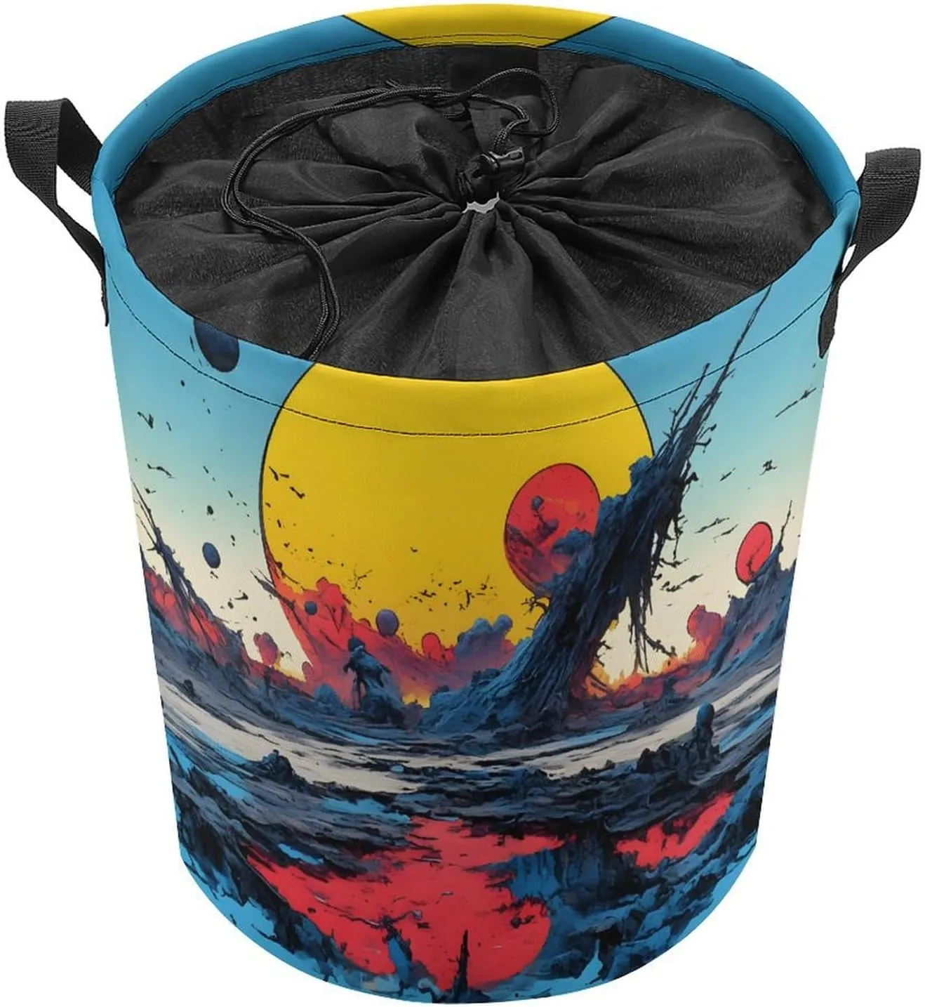 Laundry Hampers, Large Drawstring Laundry Bag, Removable Laundry Bags, Collapsible Storage Bin with Handles for Home Organization, Kids Room, Nursery Painting