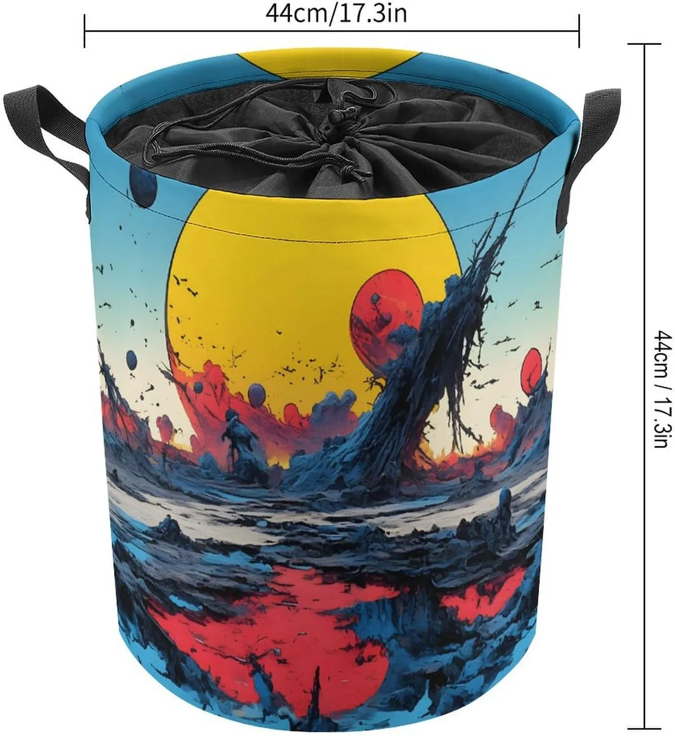 Laundry Hampers, Large Drawstring Laundry Bag, Removable Laundry Bags, Collapsible Storage Bin with Handles for Home Organization, Kids Room, Nursery Painting