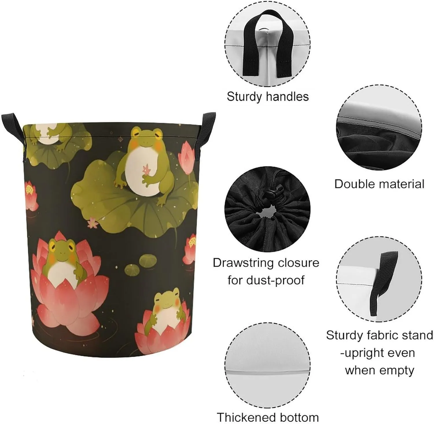 Laundry Hampers, Large Drawstring Laundry Bag, Removable Laundry Bags, Collapsible Storage Bin with Handles for Home Organization, Kids Room, Nursery Pattern