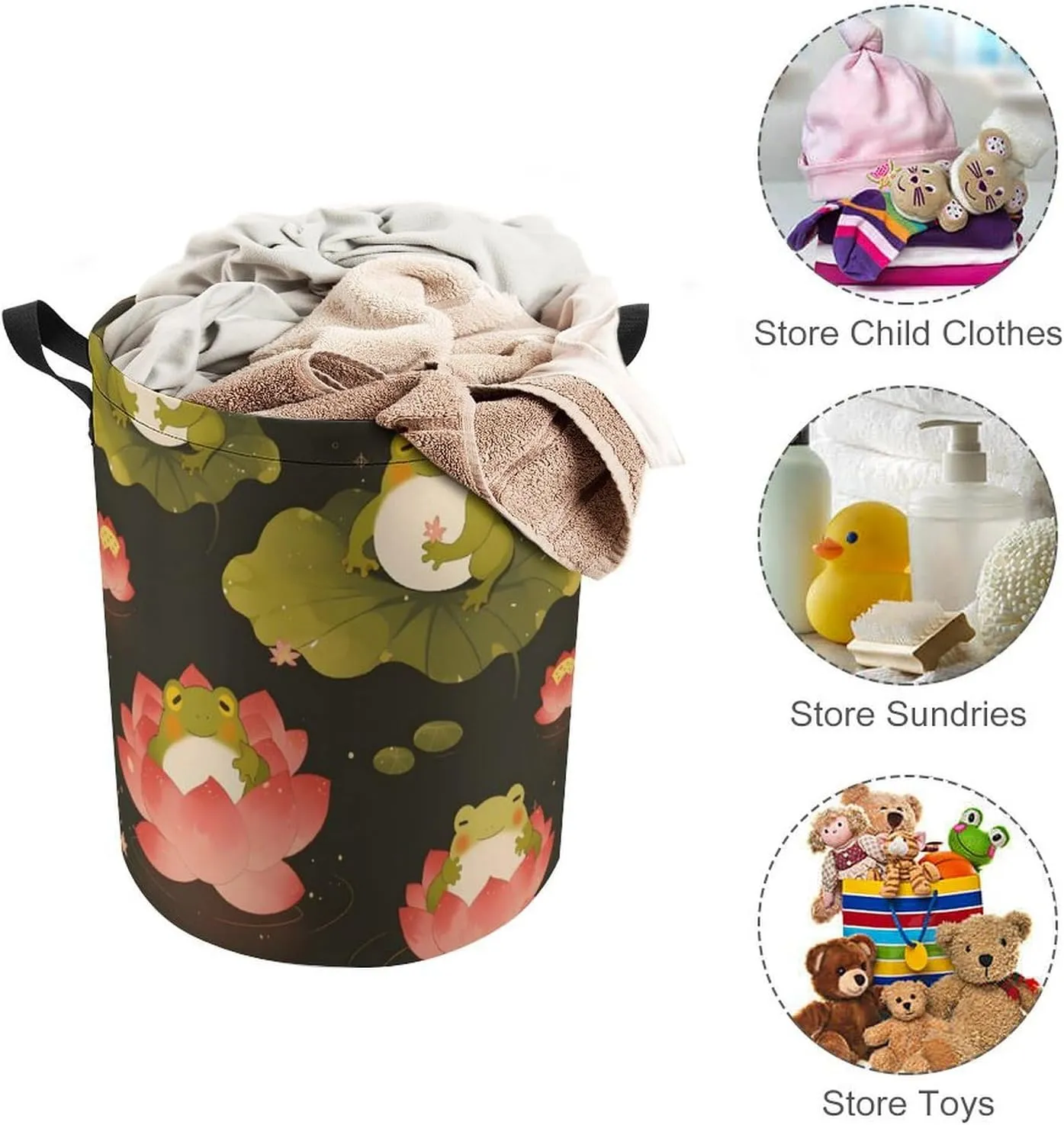 Laundry Hampers, Large Drawstring Laundry Bag, Removable Laundry Bags, Collapsible Storage Bin with Handles for Home Organization, Kids Room, Nursery Pattern
