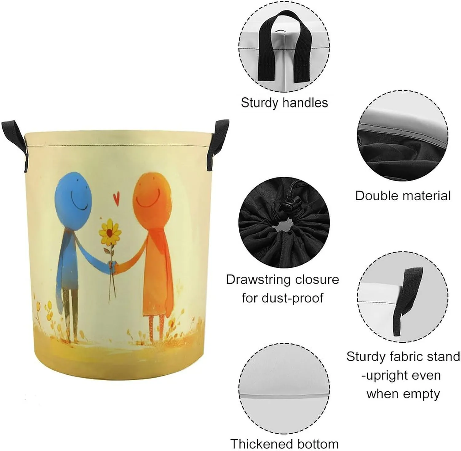 Laundry Hampers, Large Drawstring Laundry Bag, Removable Laundry Bags, Collapsible Storage Bin with Handles for Home Organization, Kids Room, Nursery Sharing