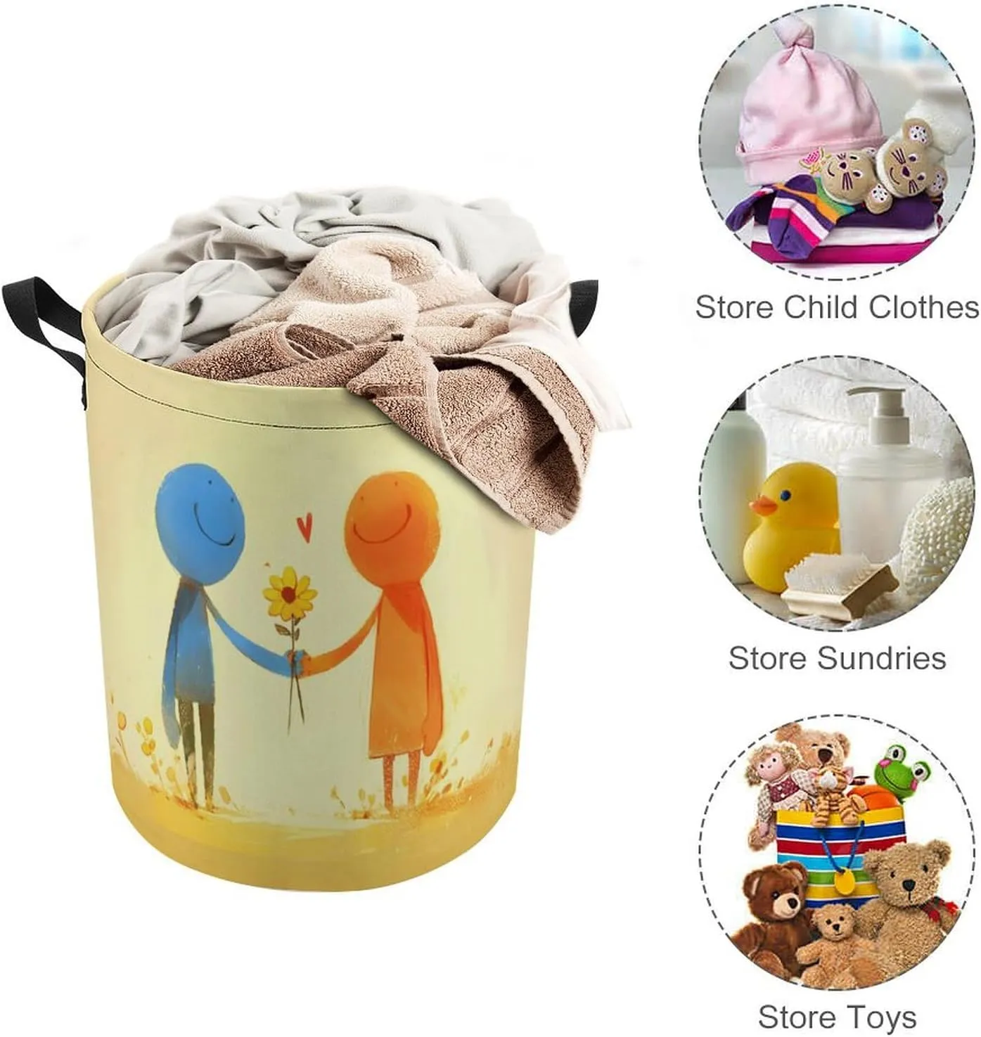 Laundry Hampers, Large Drawstring Laundry Bag, Removable Laundry Bags, Collapsible Storage Bin with Handles for Home Organization, Kids Room, Nursery Sharing