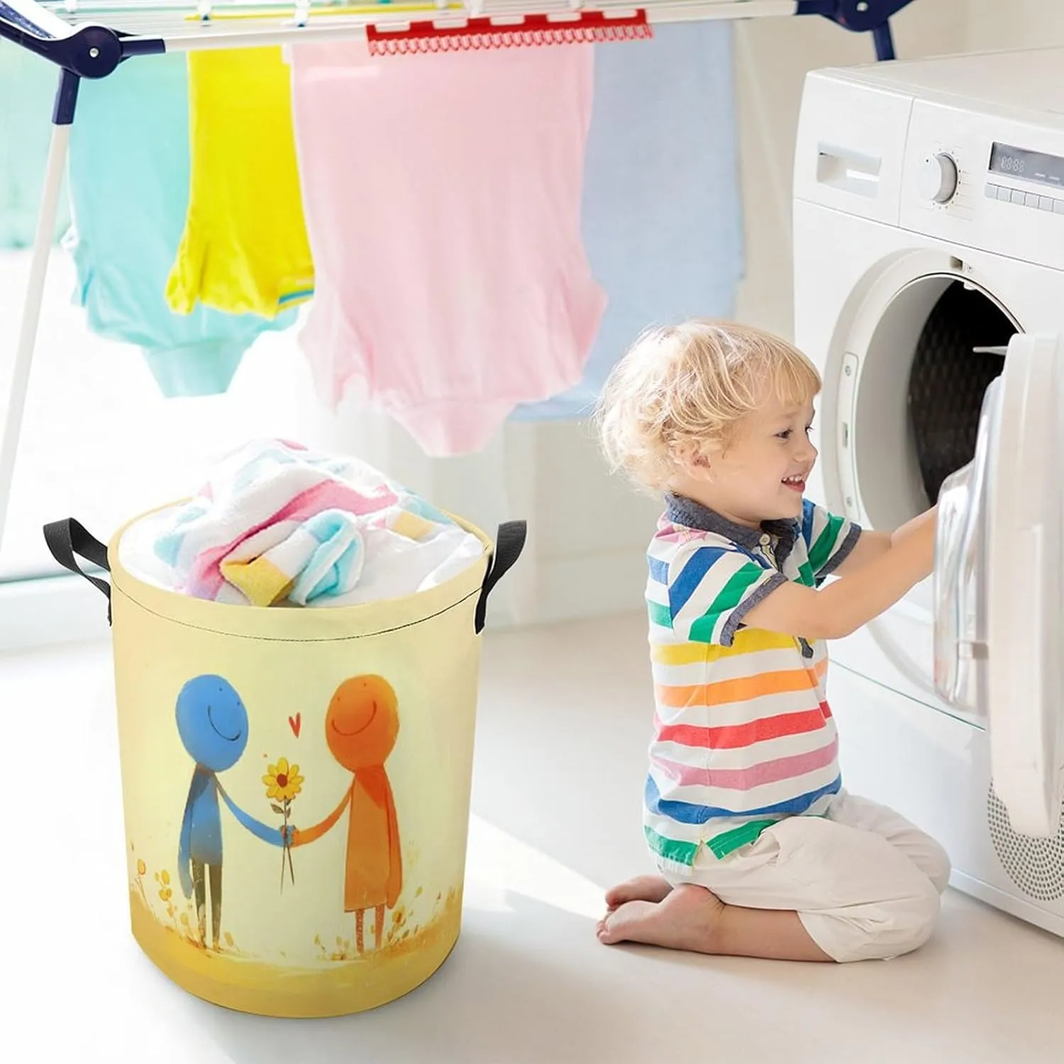 Laundry Hampers, Large Drawstring Laundry Bag, Removable Laundry Bags, Collapsible Storage Bin with Handles for Home Organization, Kids Room, Nursery Sharing
