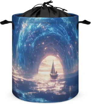 Laundry Hampers, Large Drawstring Laundry Bag, Removable Laundry Bags, Collapsible Storage Bin with Handles for Home Organization, Kids Room, Nursery Watercraft
