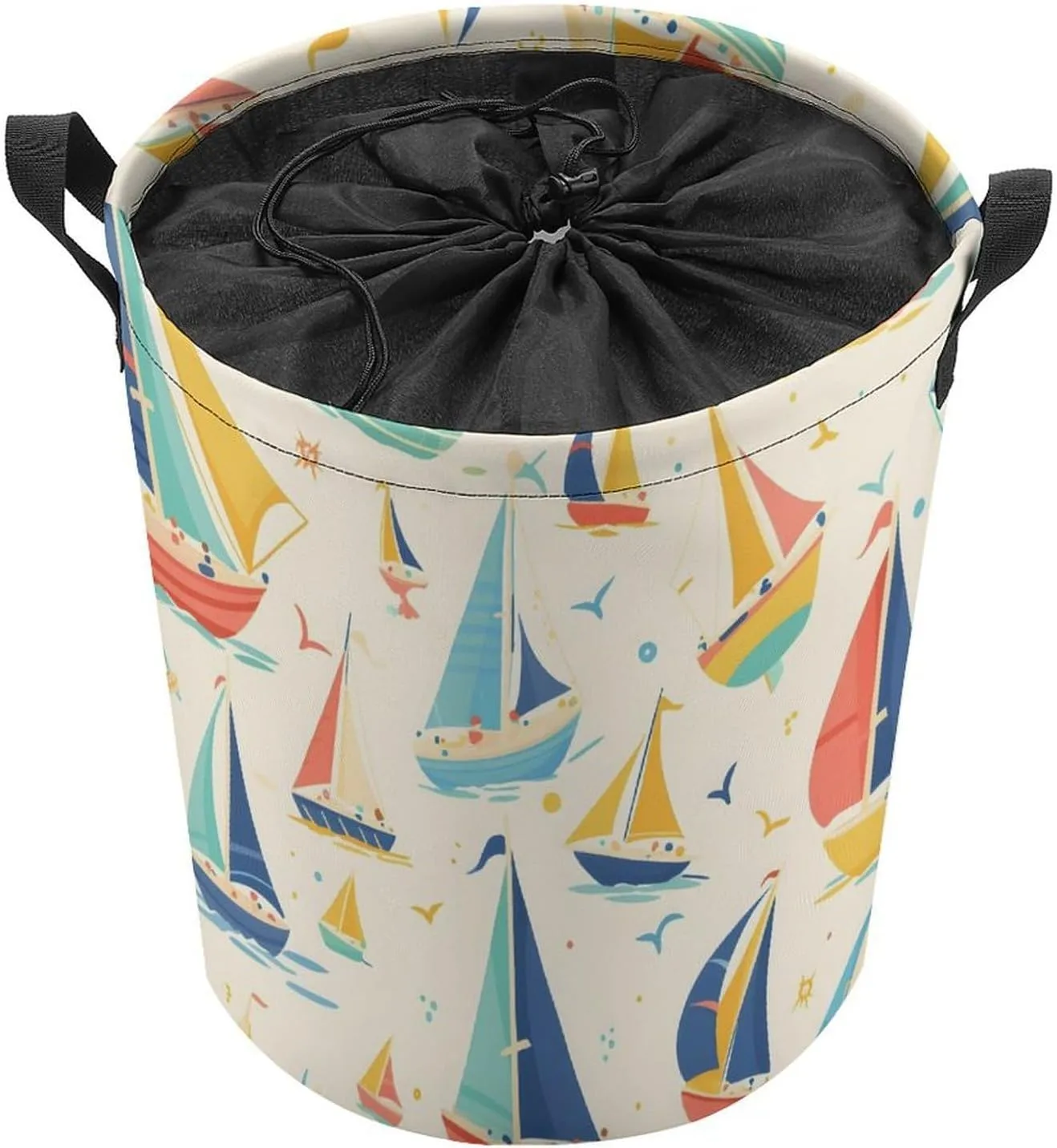 Laundry Hampers, Large Drawstring Laundry Bag, Removable Laundry Bags, Collapsible Storage Bin with Handles for Home Organization, Kids Room, Nursery Watercraft