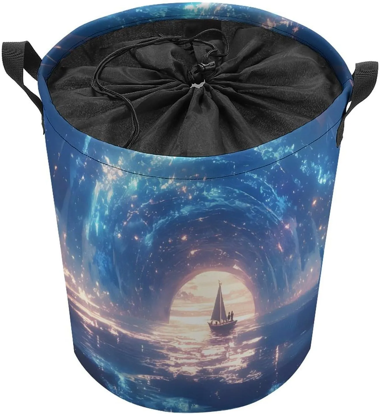 Laundry Hampers, Large Drawstring Laundry Bag, Removable Laundry Bags, Collapsible Storage Bin with Handles for Home Organization, Kids Room, Nursery Watercraft