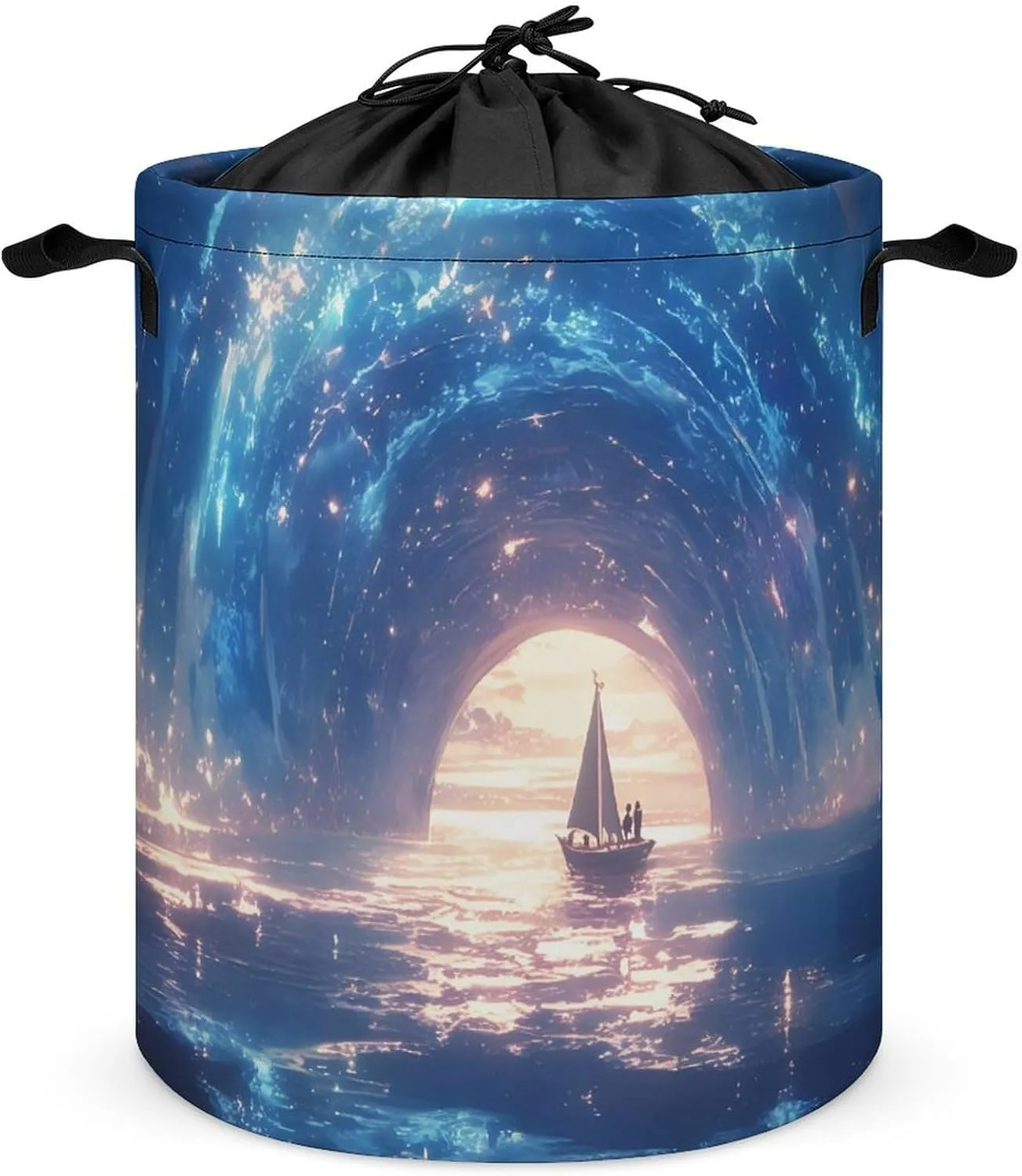 Laundry Hampers, Large Drawstring Laundry Bag, Removable Laundry Bags, Collapsible Storage Bin with Handles for Home Organization, Kids Room, Nursery Watercraft