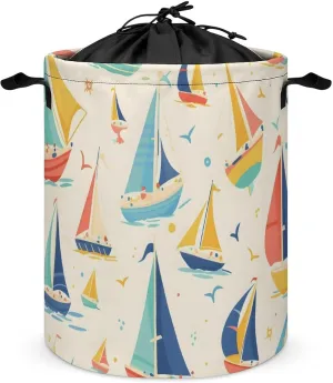 Laundry Hampers, Large Drawstring Laundry Bag, Removable Laundry Bags, Collapsible Storage Bin with Handles for Home Organization, Kids Room, Nursery Watercraft