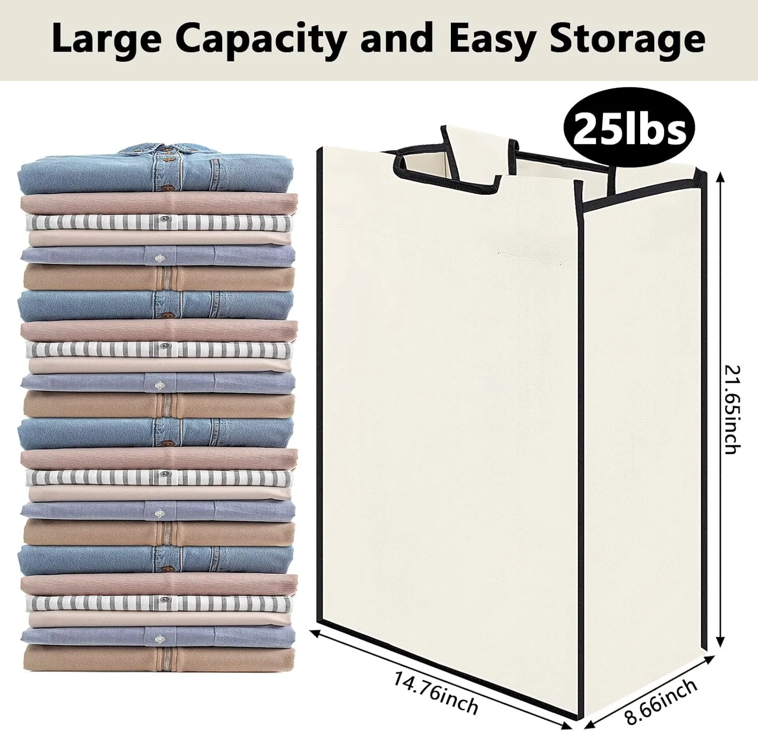 Laundry Sorter Replacement Bags Hamper Cart Removable Replacement Laundry Storage Organizer Bag Hamper Liner, No Hooks 14.76 x 8.66 x 21.65 Inch(Beige,3 Pcs)
