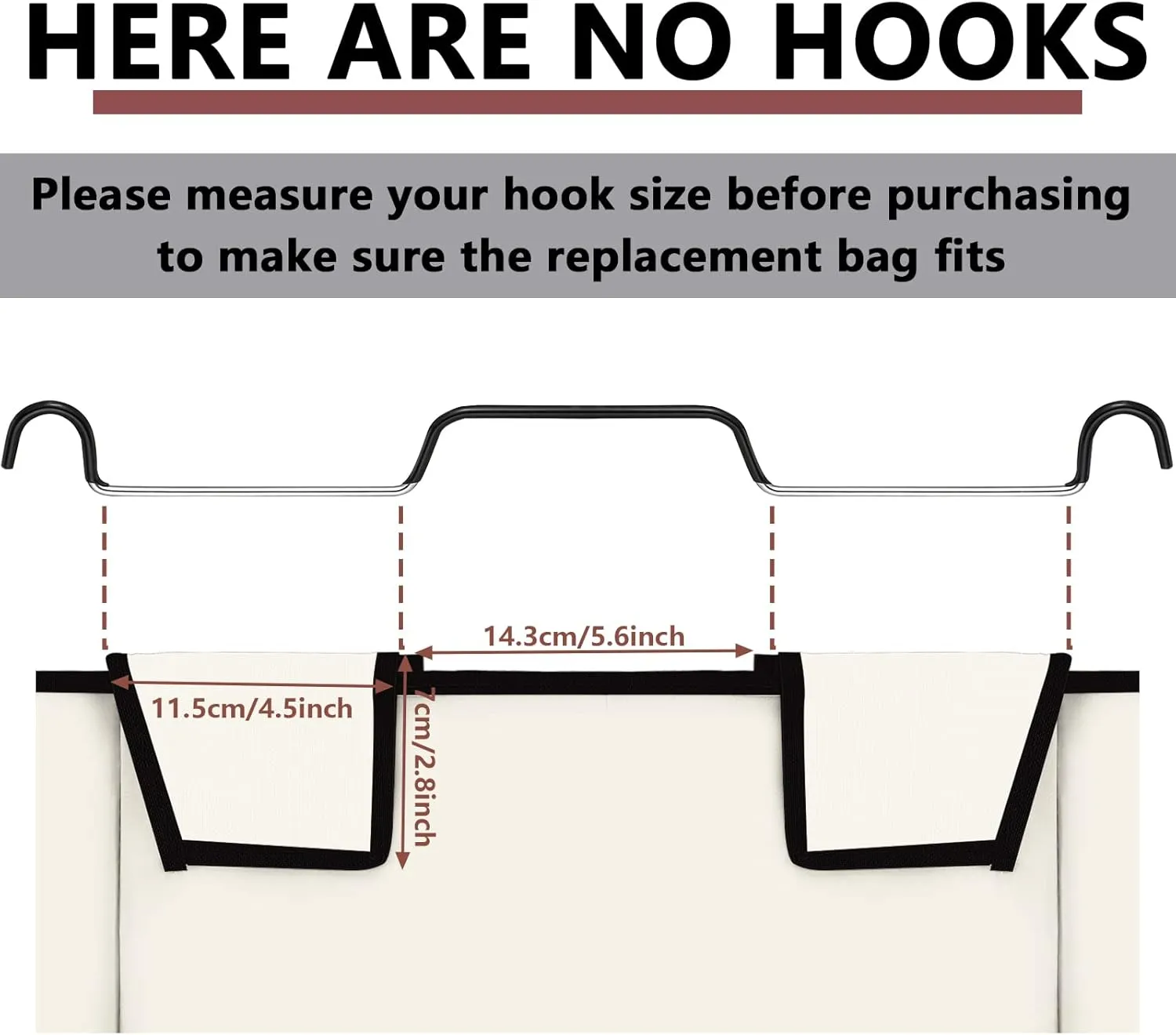 Laundry Sorter Replacement Bags Hamper Cart Removable Replacement Laundry Storage Organizer Bag Hamper Liner, No Hooks 14.76 x 8.66 x 21.65 Inch(Beige,3 Pcs)