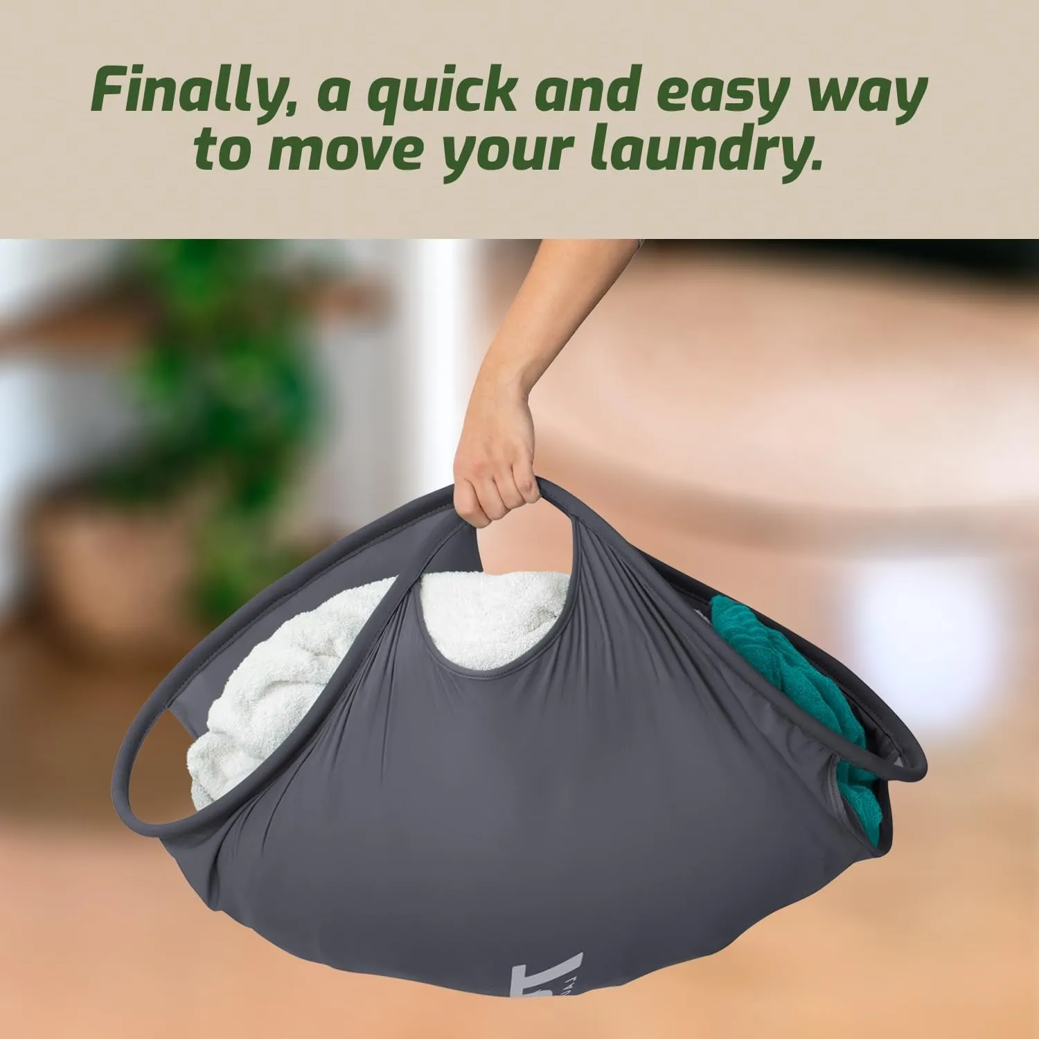 Laundry Turtle Collapsible Laundry Basket | Revolutionary Foldable Laundry Hamper | Innovative Laundry Basket for Dirty Clothes Washing & Dryer Removal Portable Laundry Grabber (Grey, Small)