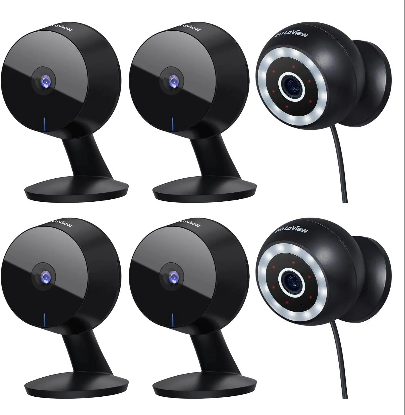 LaView Indoor Security Cameras 4pcs & Security Cameras Outdoor 2pc, 2K Wired Cameras for Home Security with Color Night Vision